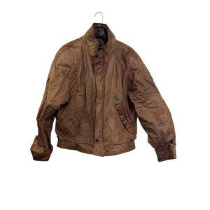Vintage Hunting Horn Classics Brown Leather Jacket Mens Large